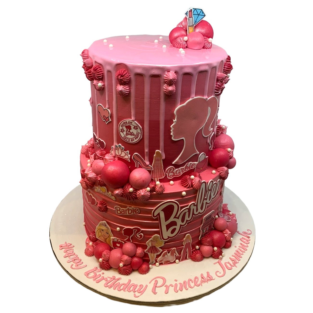 Ultimate Glamour Barbie Two-Tier Drip Cake