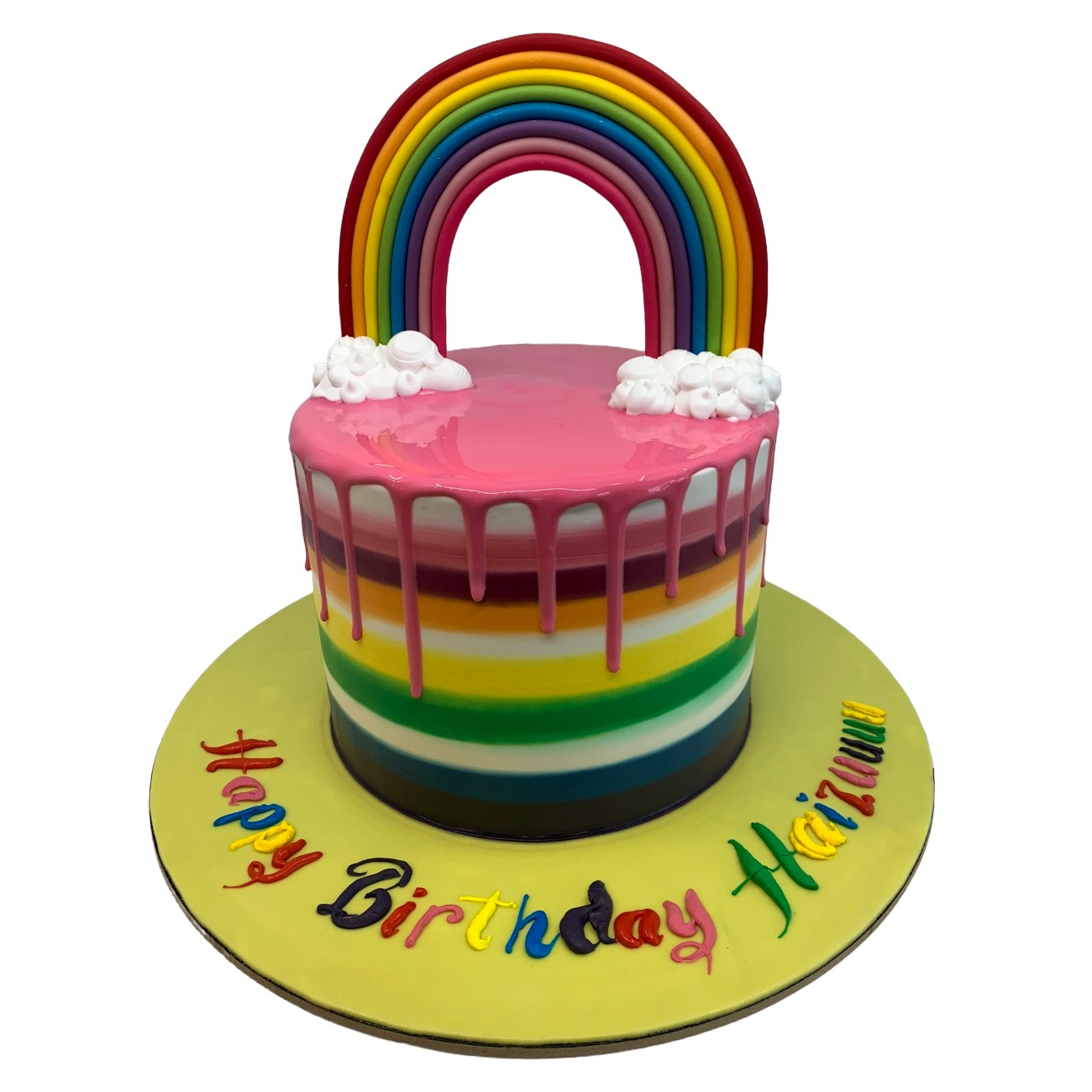 Vibrant Rainbow Drip Celebration Cake