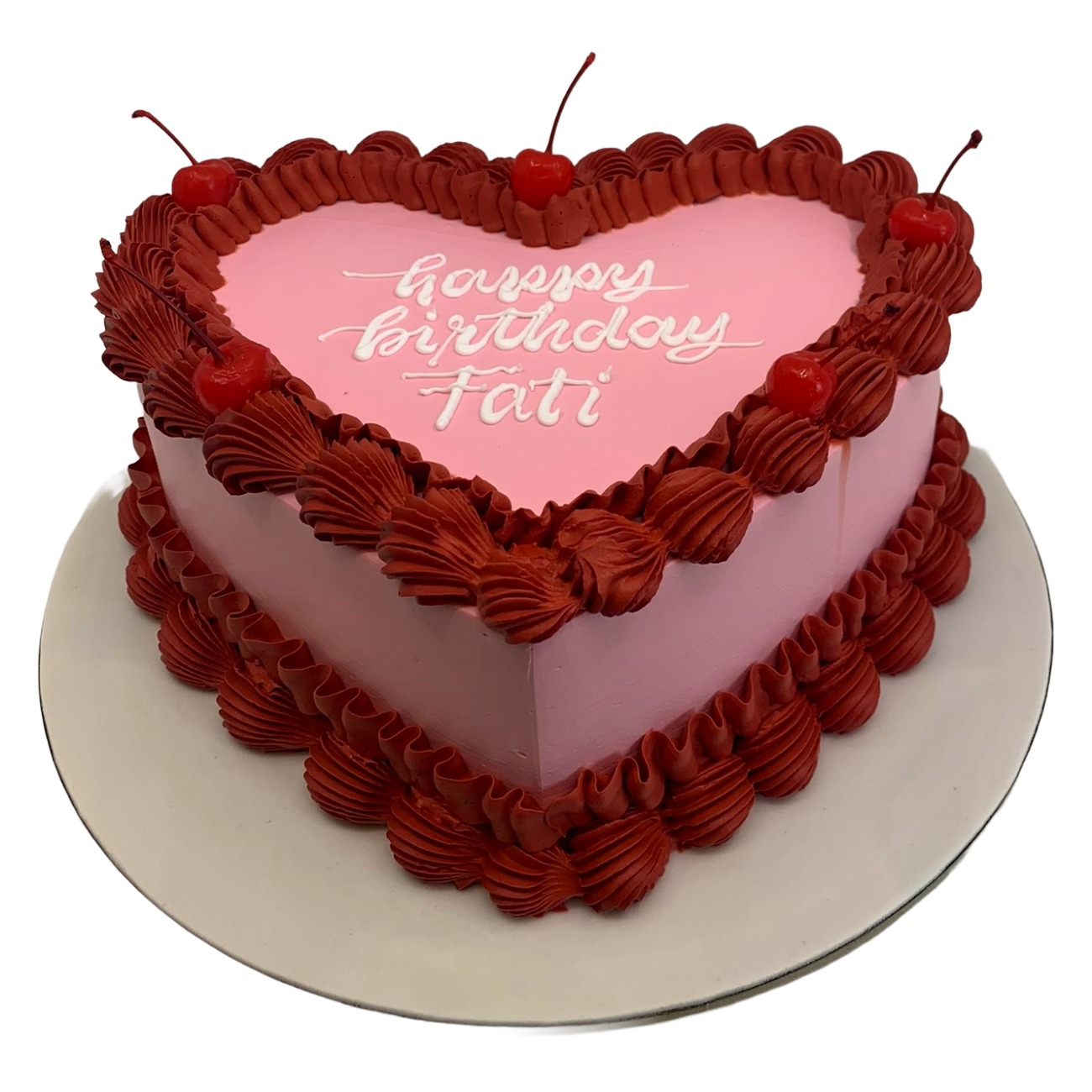 Vintage Pink Heart Cherry Cake