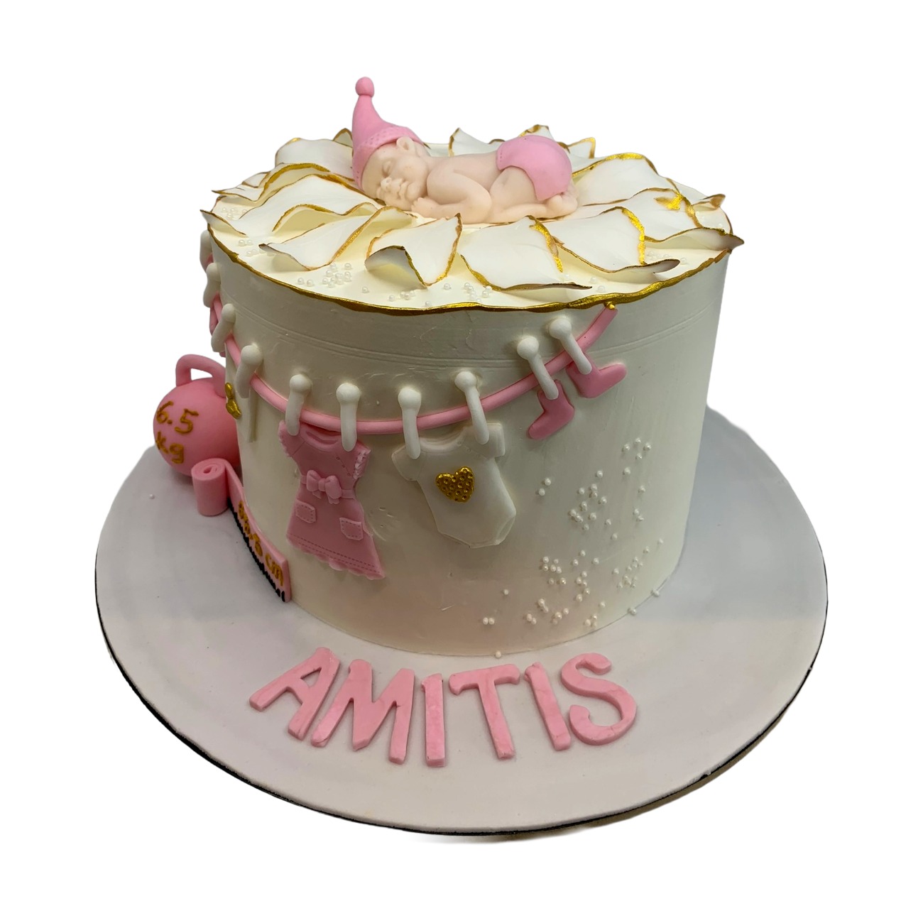 Welcome Baby Pink Cradle Cake