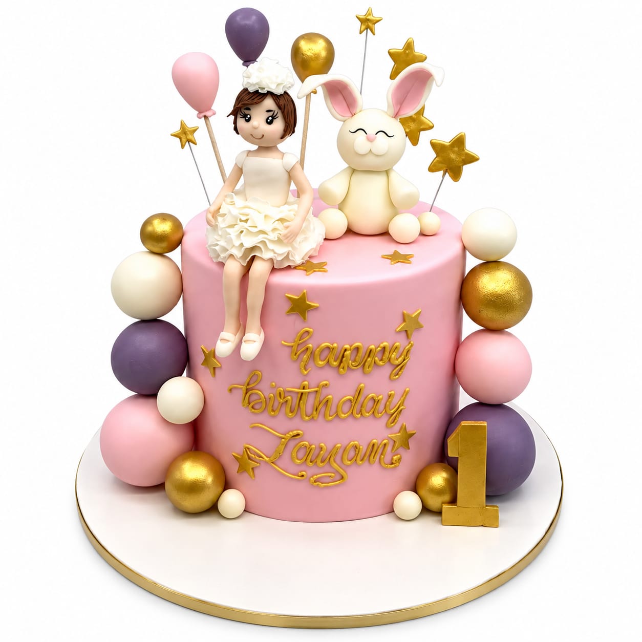 Ballerina and Bunny Birthday Cake