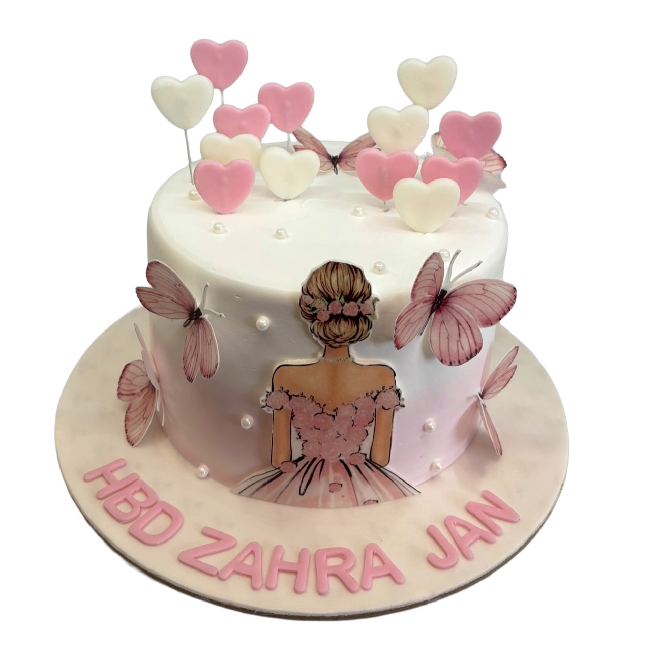 Whimsical Butterfly & Hearts Princess Cake