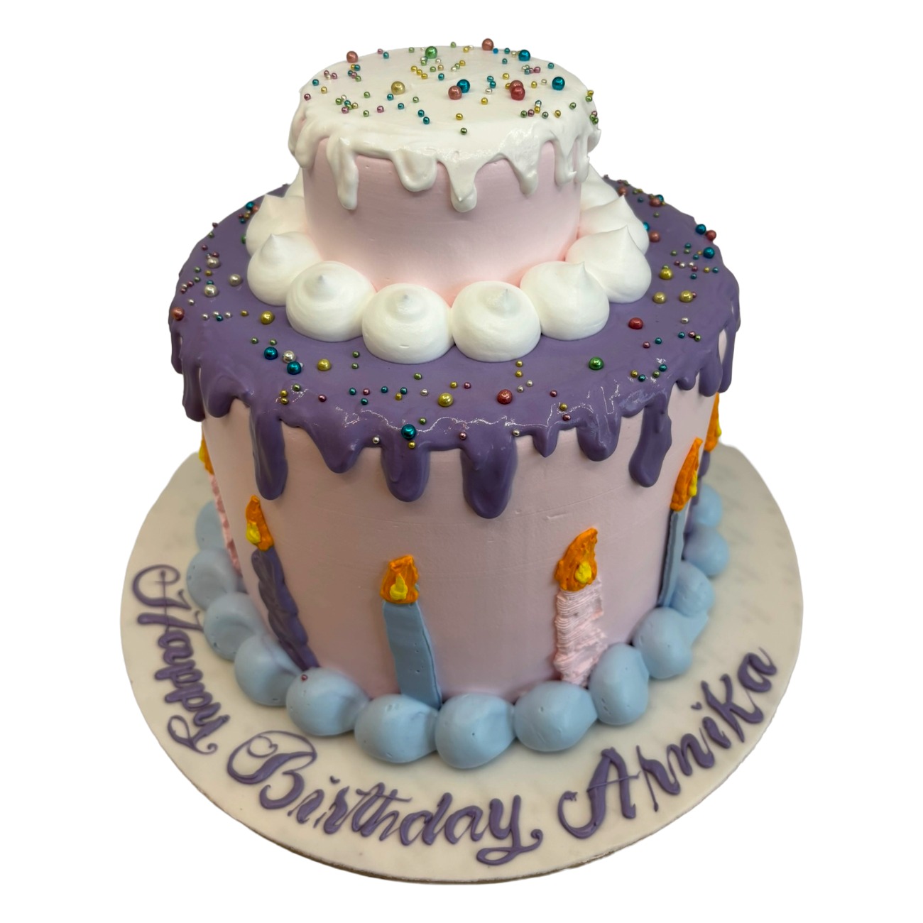 Whimsical Double-Tier Drip Cake