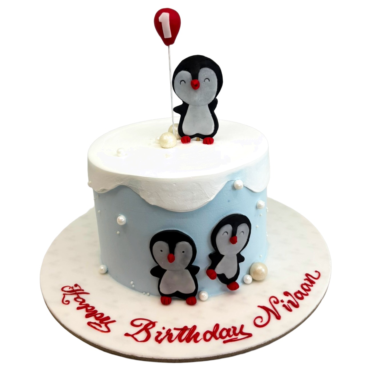 Whimsical Penguin Winter Wonderland Cake