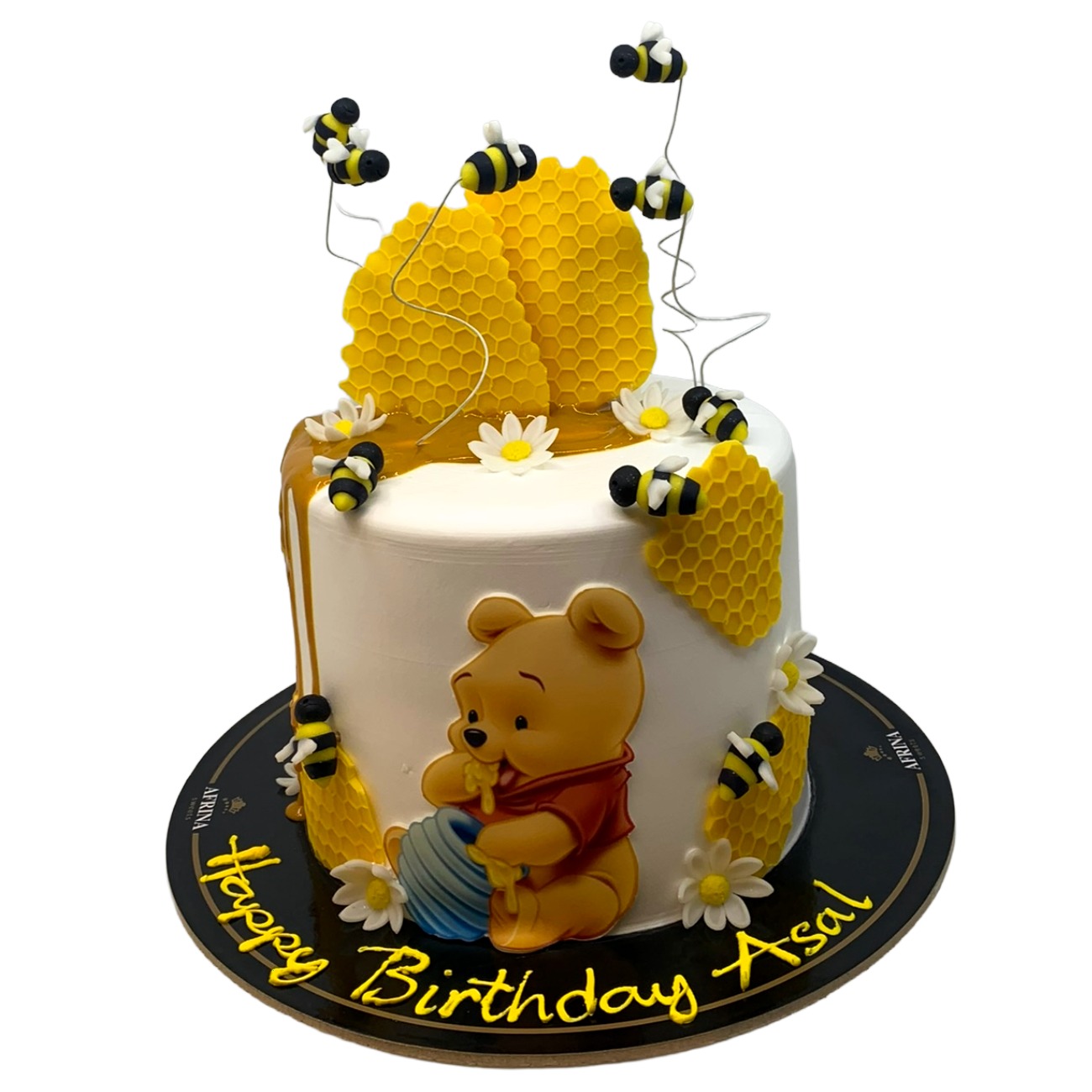 Winnie the Pooh Honeycomb Drip Cake