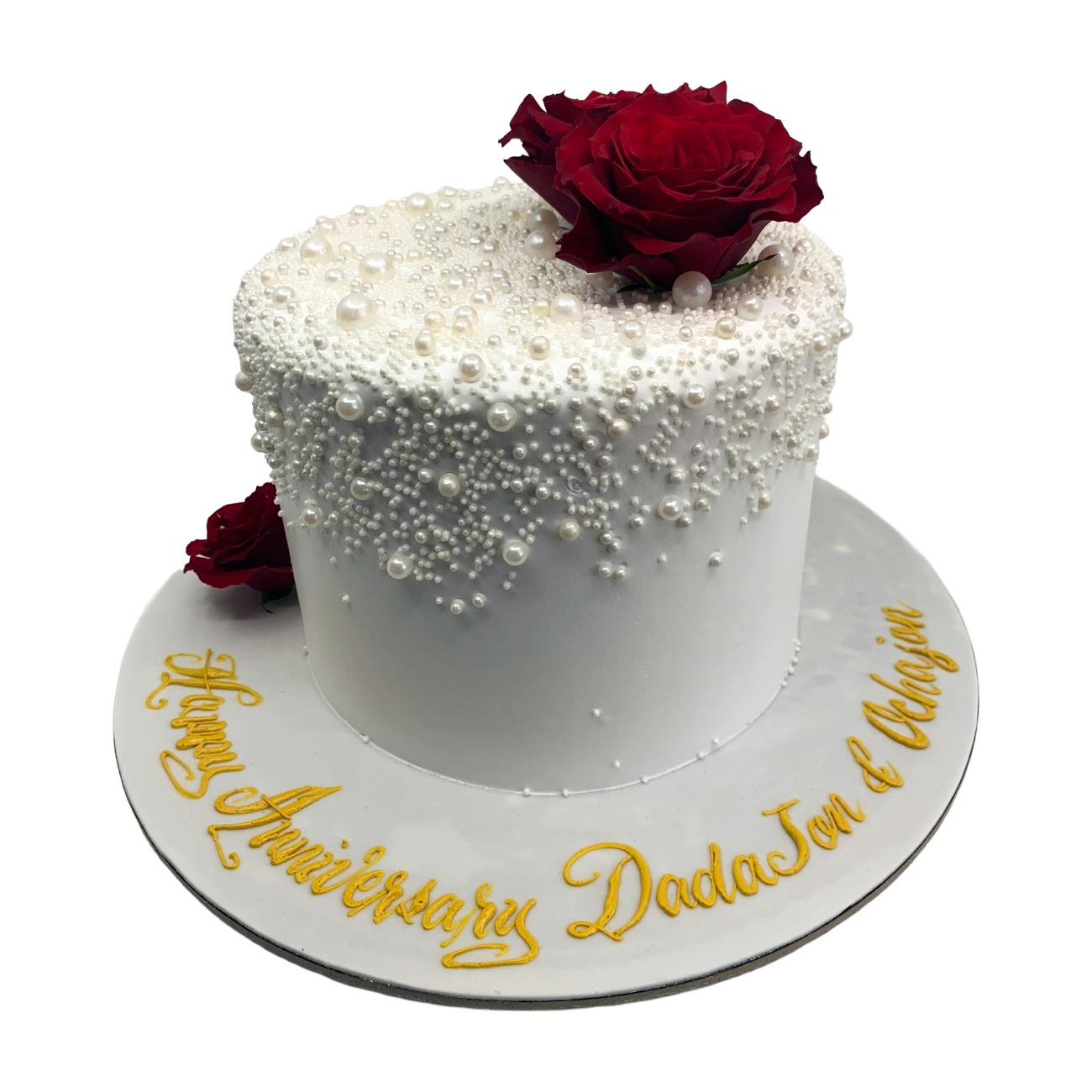 Classic Red Rose Pearl Cake