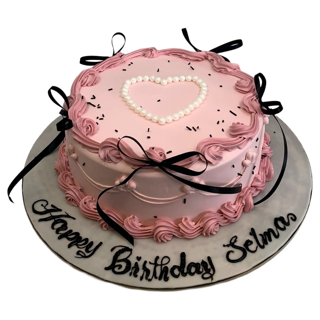Coquette Pearl & Ribbon Cake