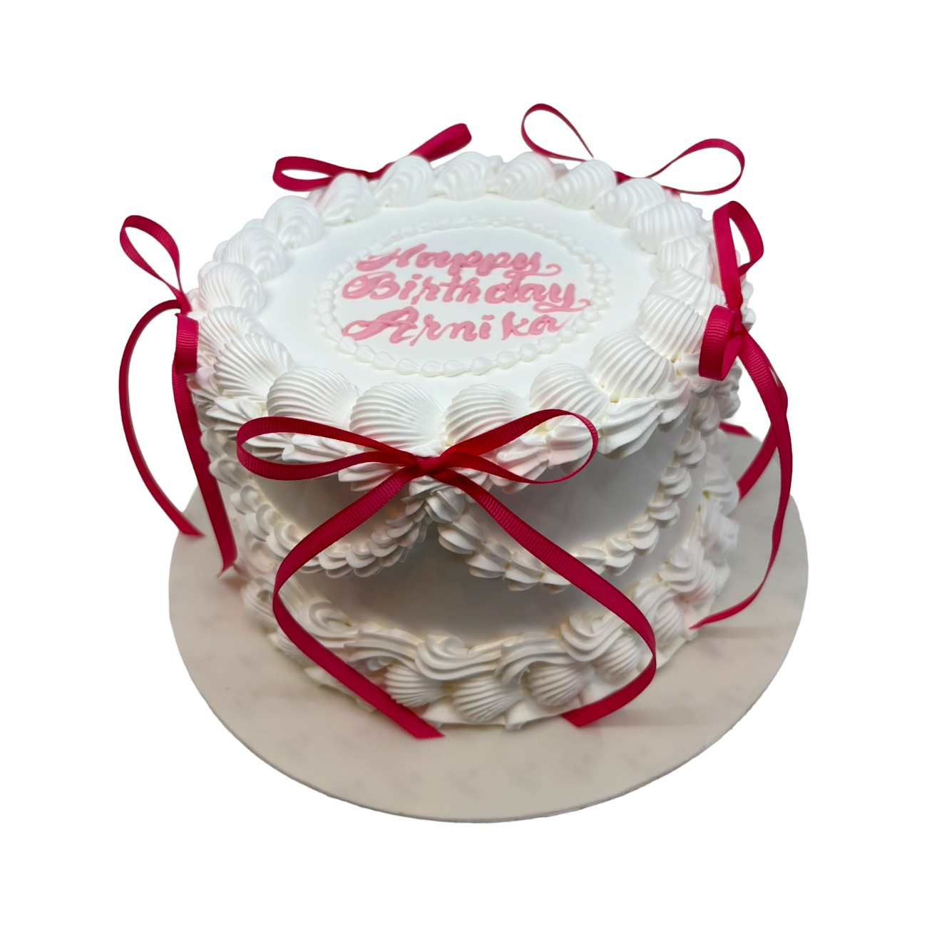 Coquette Pink Ribbon Birthday Cake
