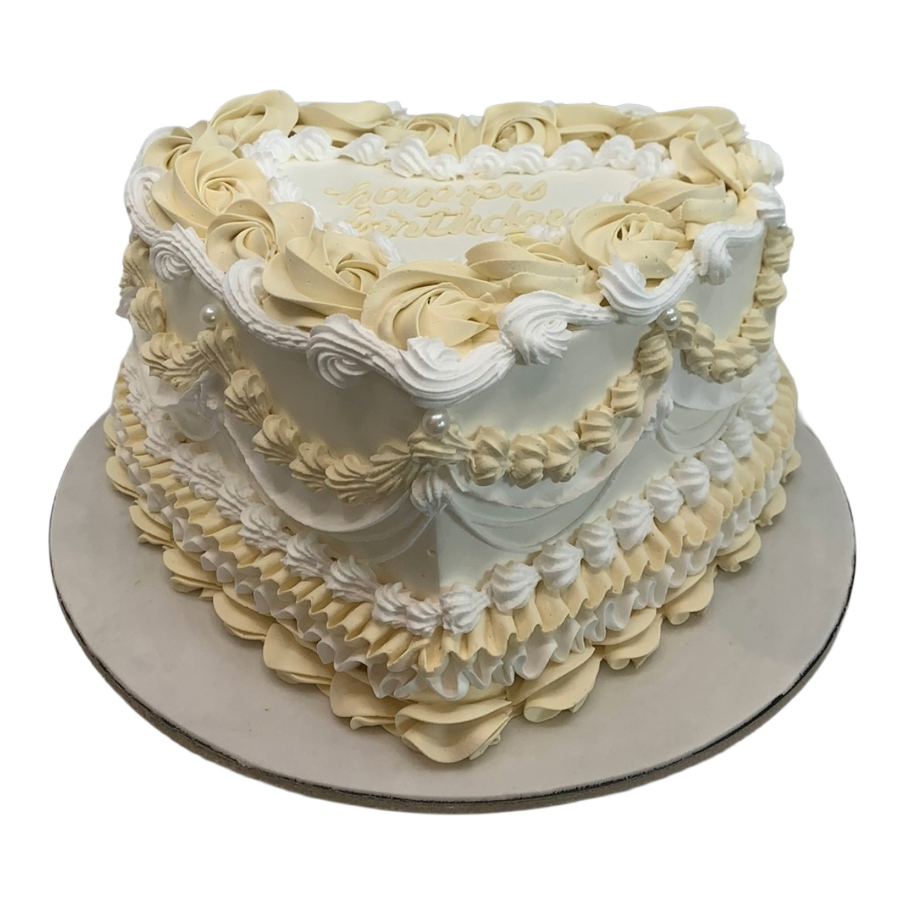Creamy Victorian Rose Heart Cake