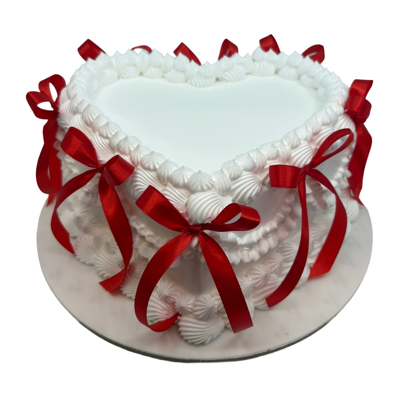 Crimson Ribbon Coquette Heart Cake