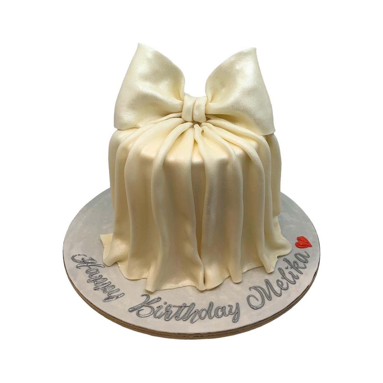 Elegant White Satin Bow Cake