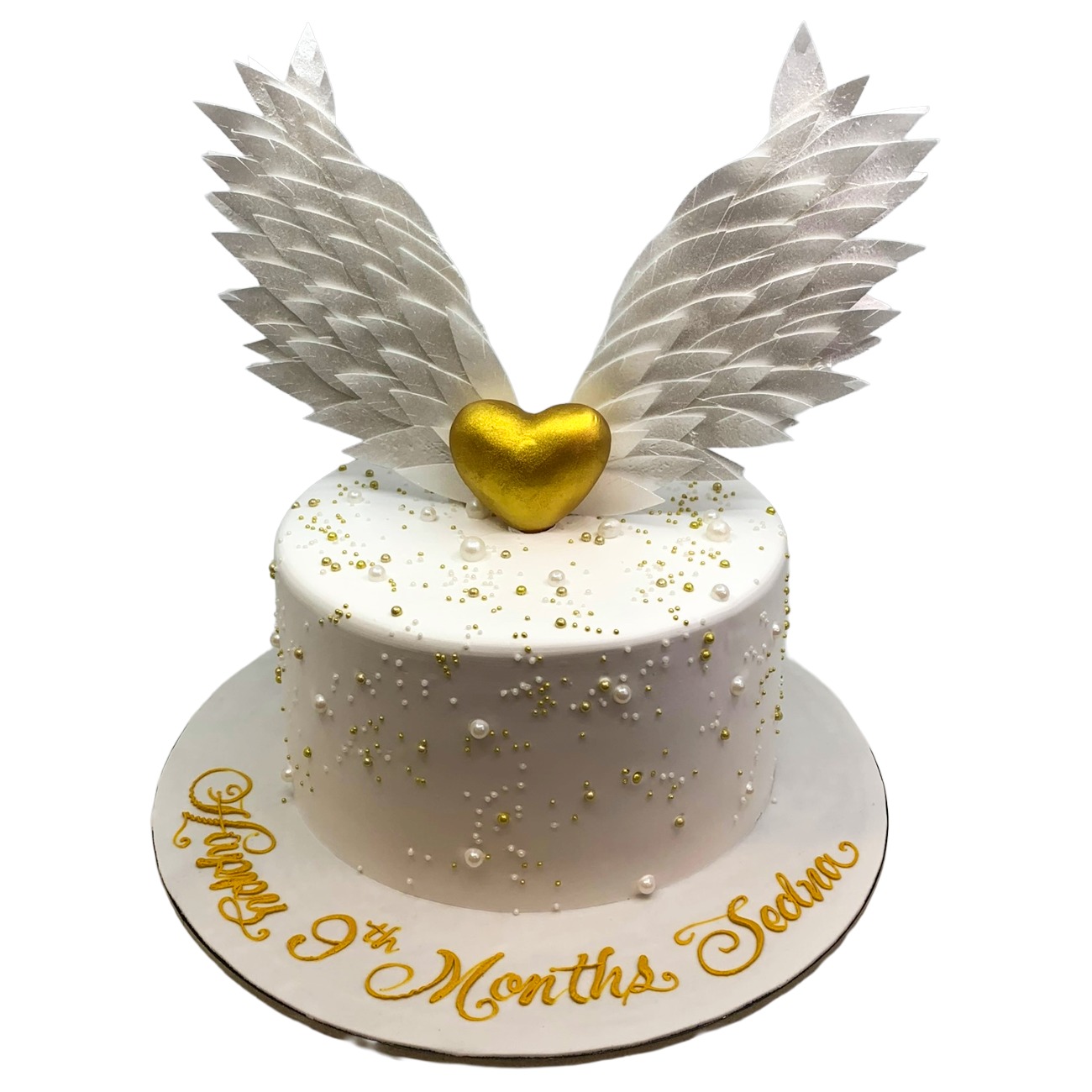Golden Angel Wings Celebration Cake