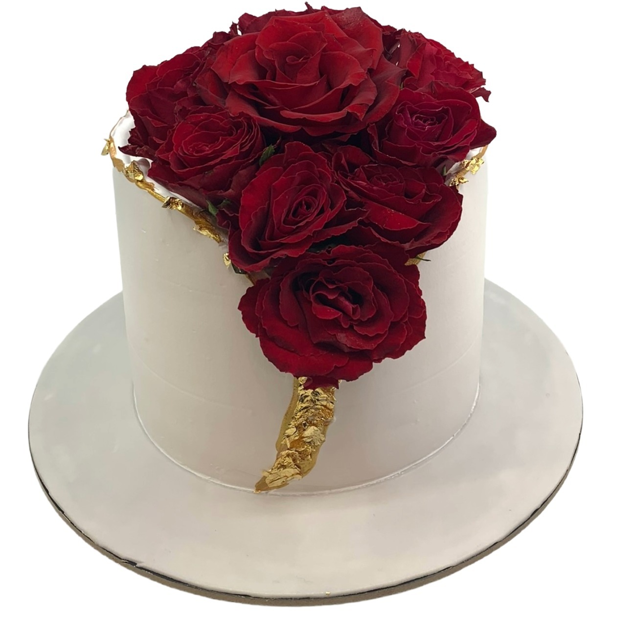 Golden Fracture Red Rose Cake