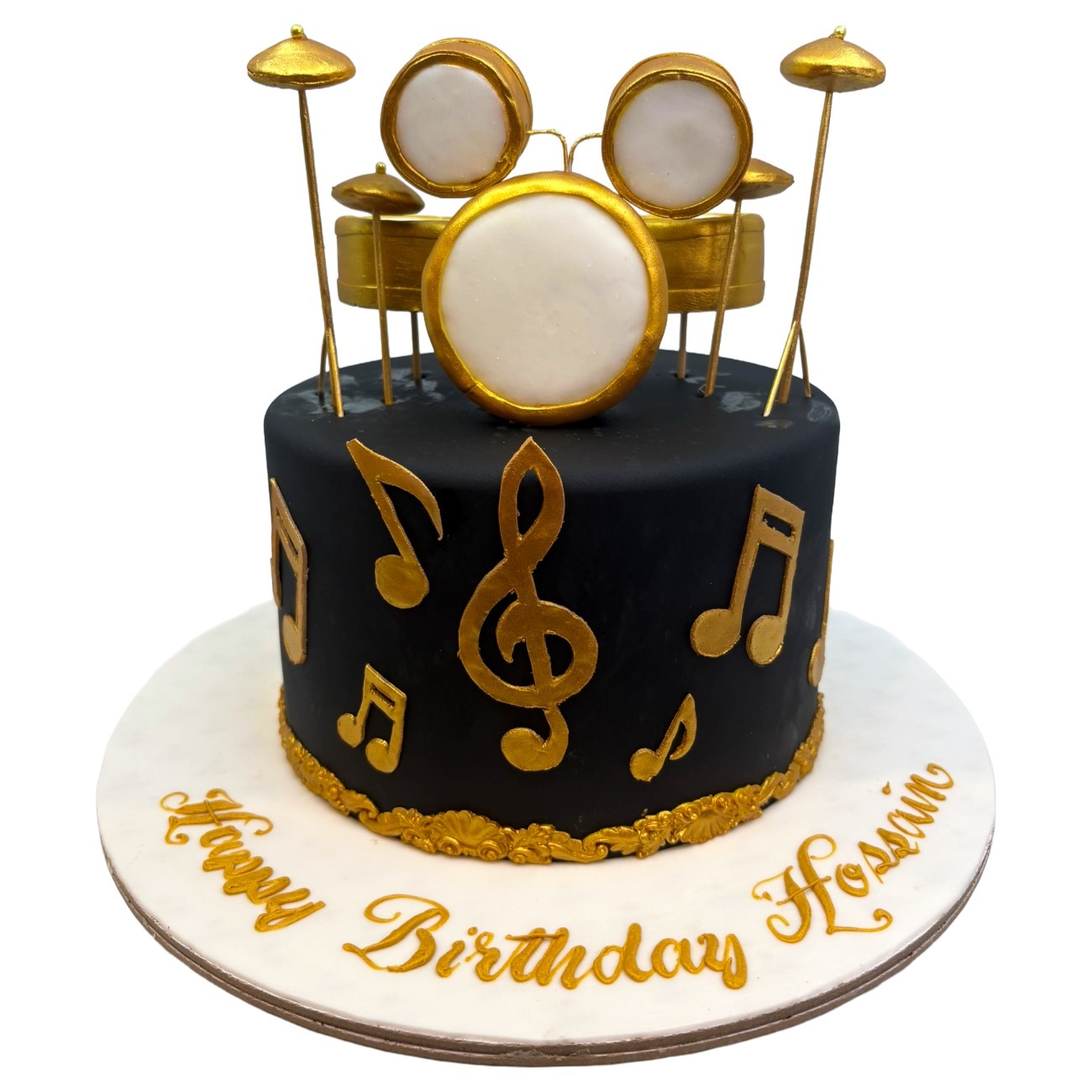 Golden Rhythm Drum Kit Cake