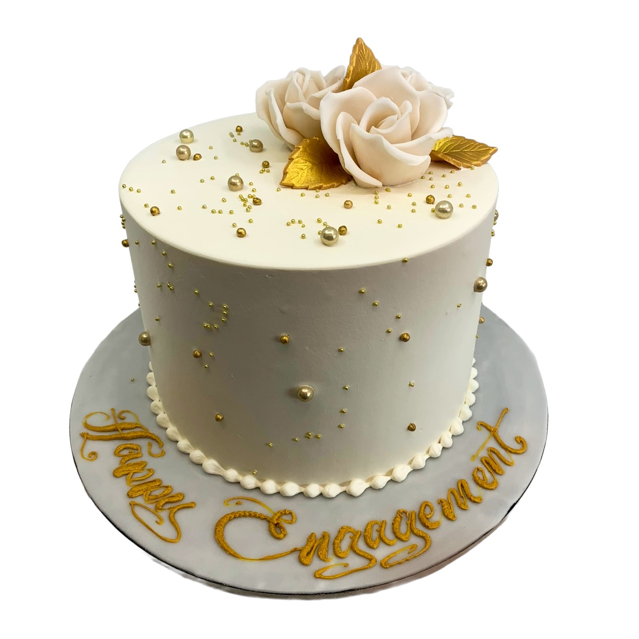 Midnight Gold Leaf Rose Cake