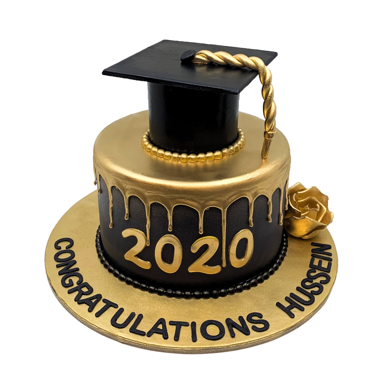 Midnight Gold Regal Graduation Cake