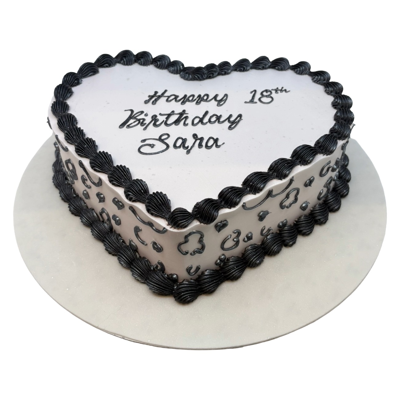 Monochrome Lace Heart Cake