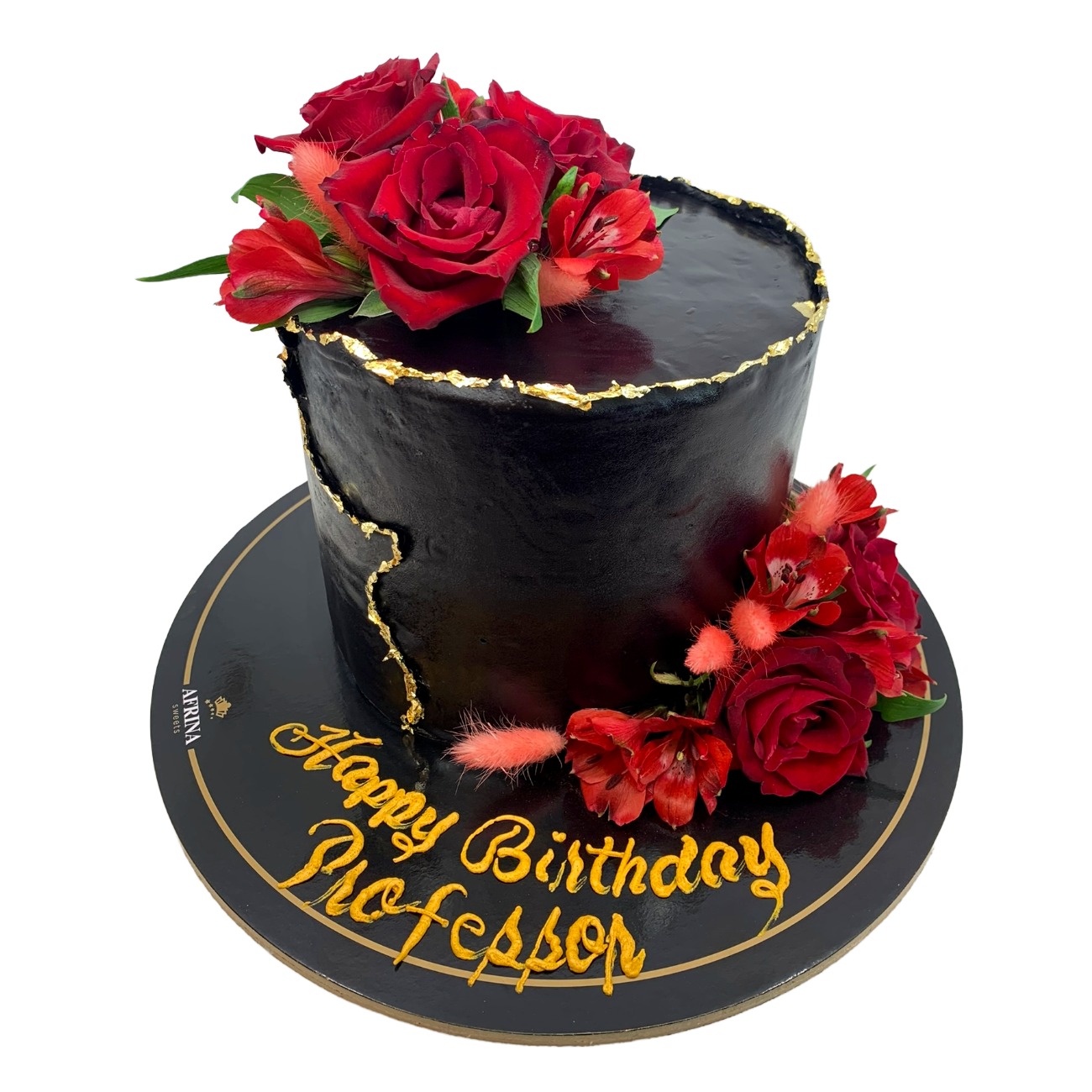 Noir Elegance Floral Cake
