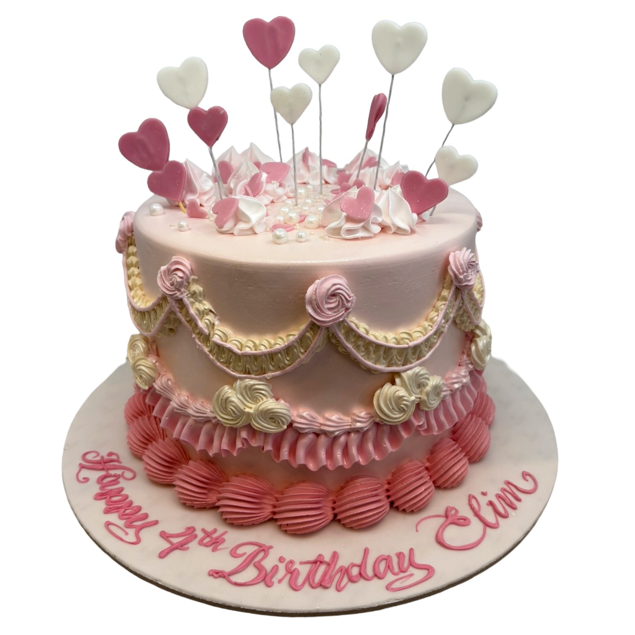 Petal Ruffles & Heart Balloons Cake