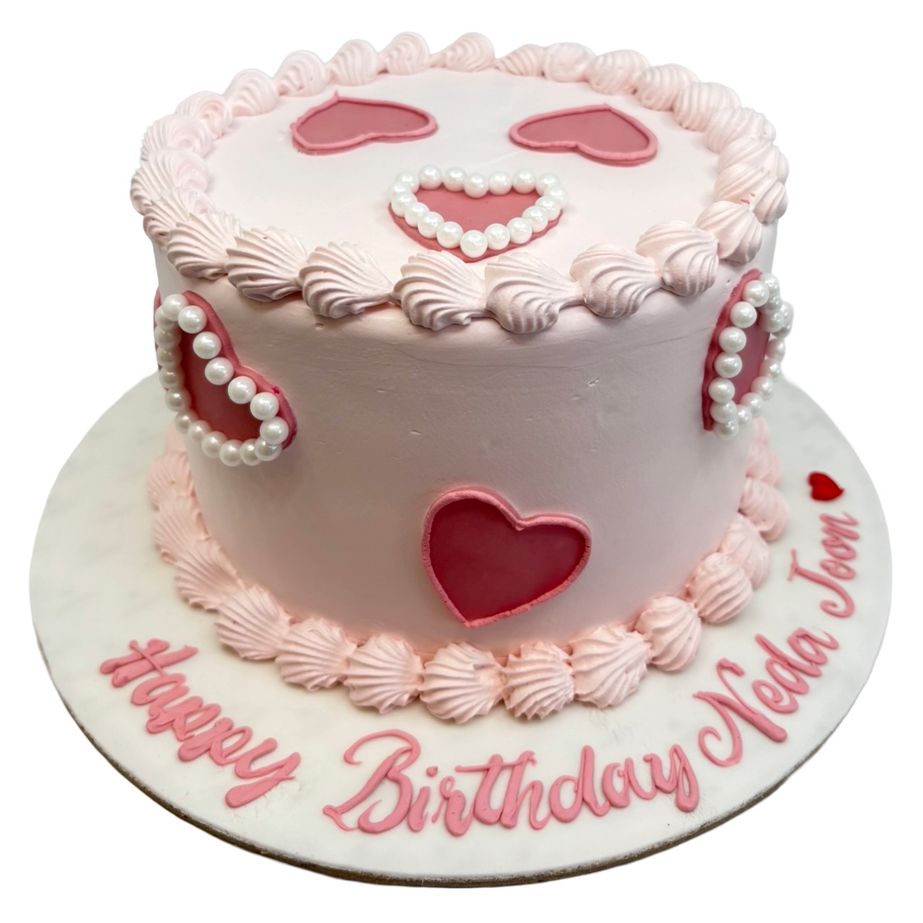Pink Pearl Heart Medley Cake