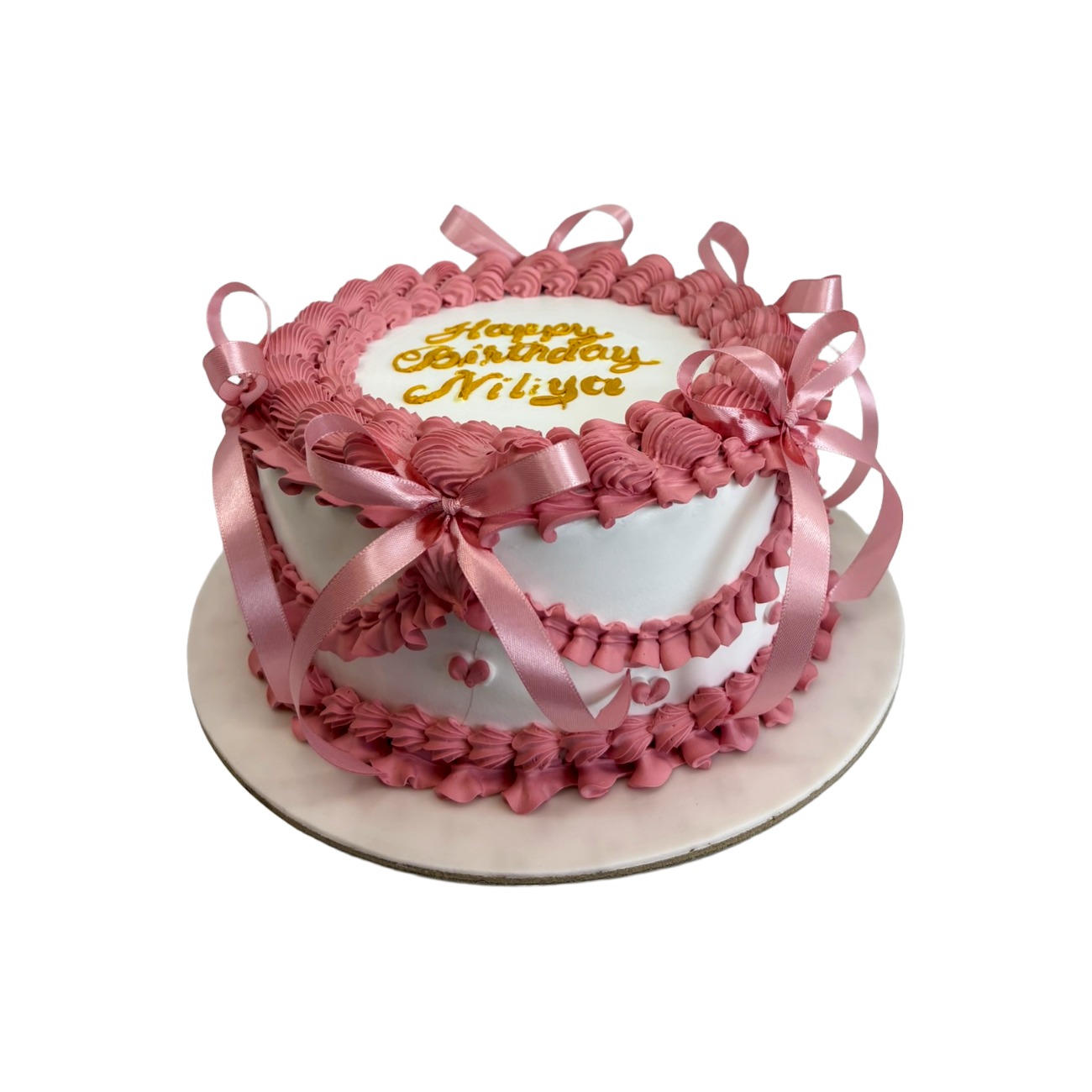 Pink Ribbon & Ruffle Celebration Cake