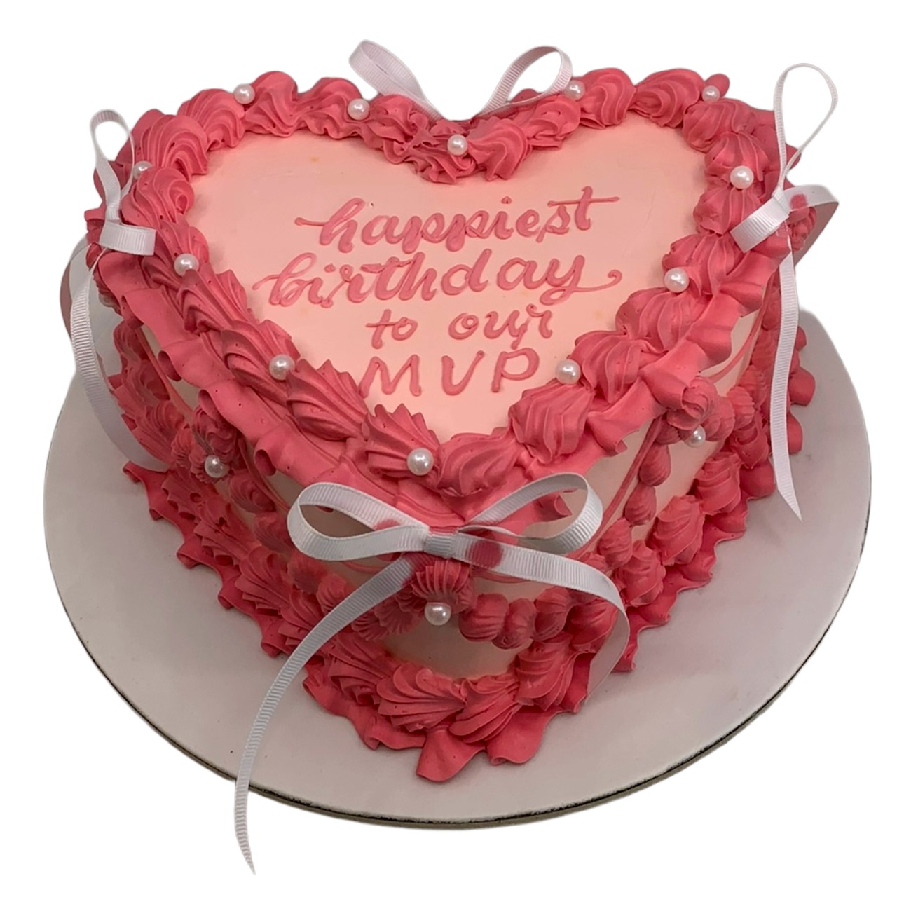Pink Ruffle Heart Cake