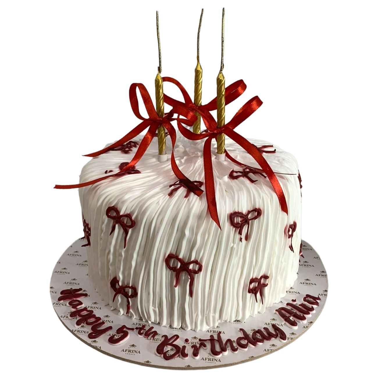Pleated Ribbon Bow Birthday Cake