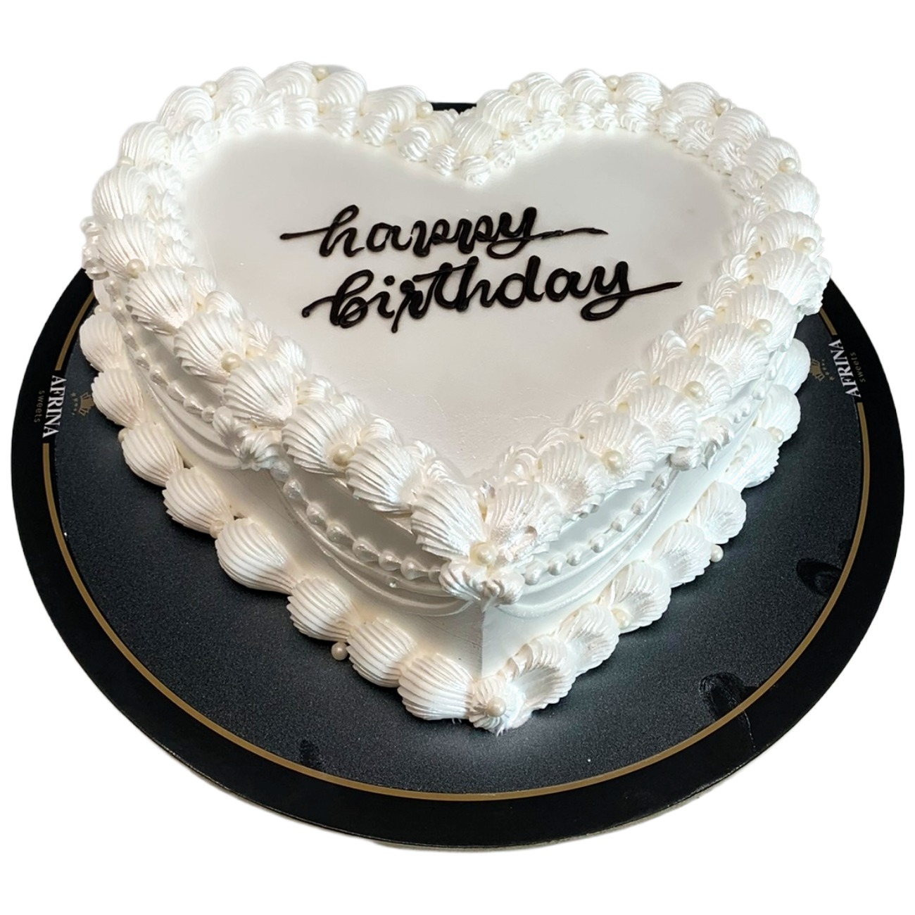 Pure White Pearl Heart Cake