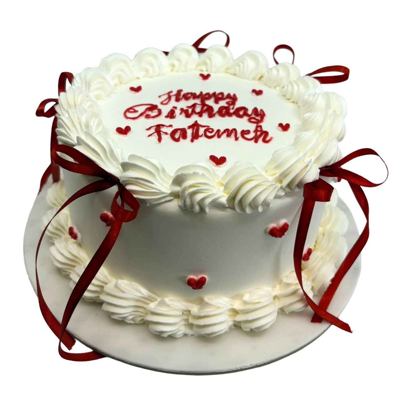 Red Ribbon Birthday Ruffle Cake
