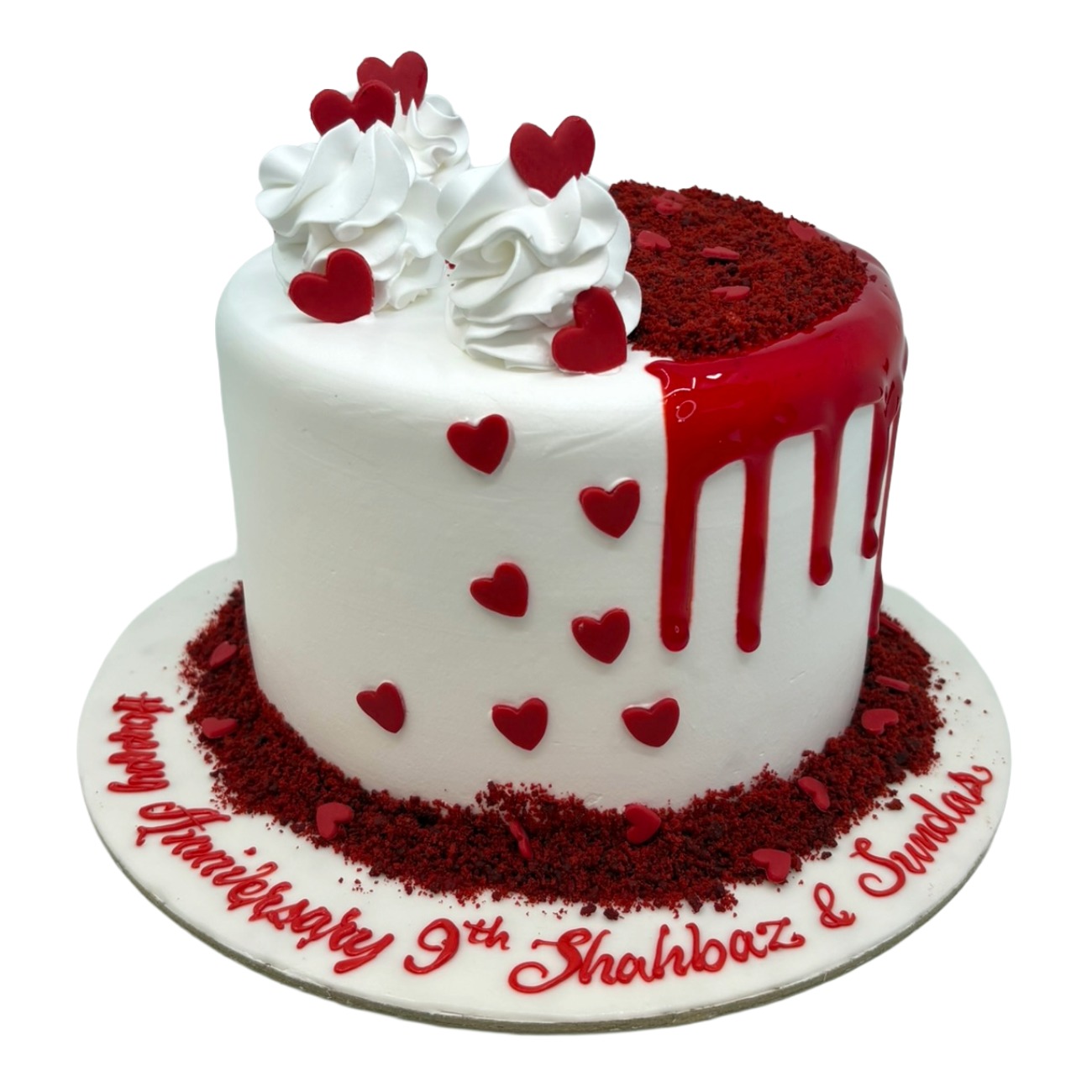 Red Velvet Drip Anniversary Cake