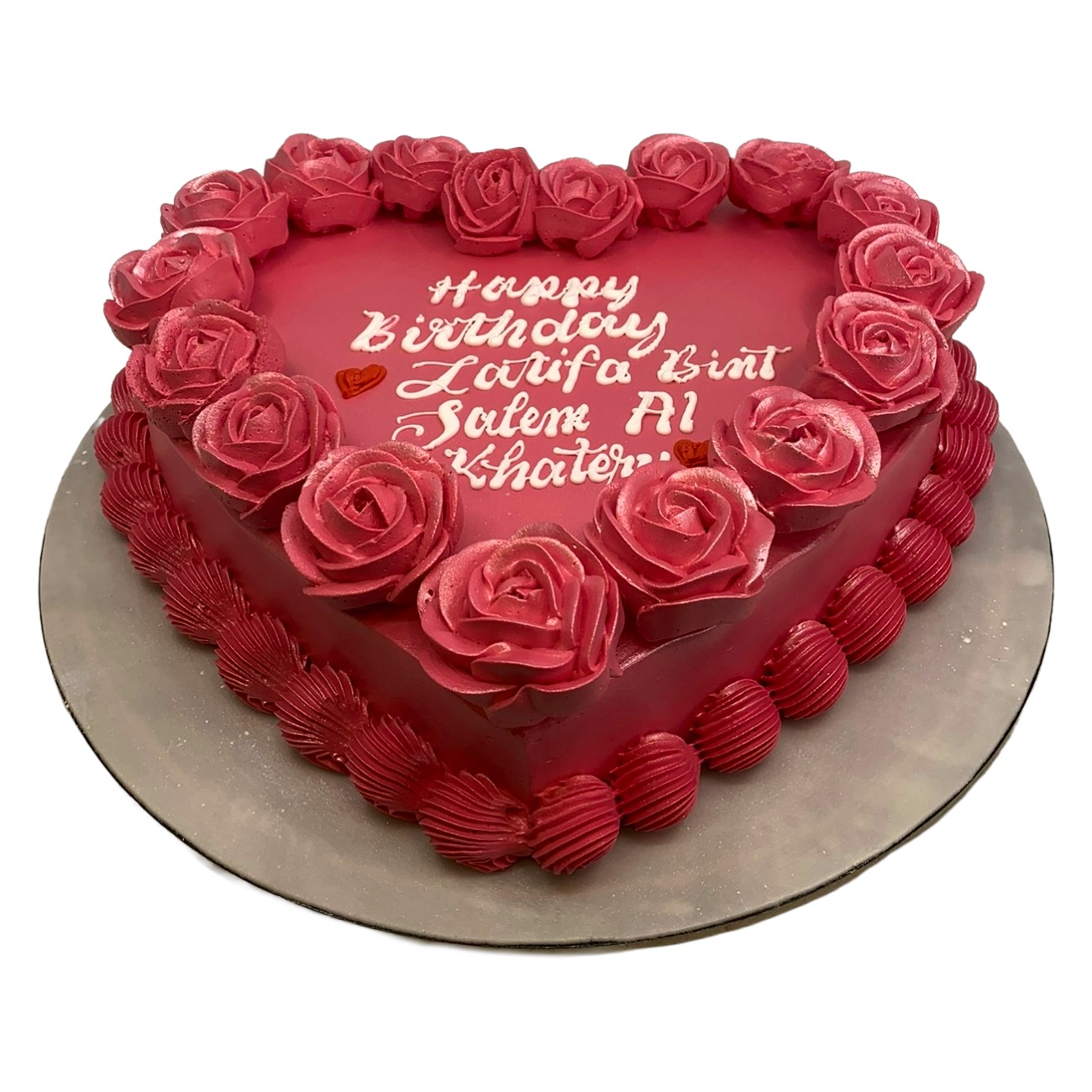 Rose-Bordered Heart Cake