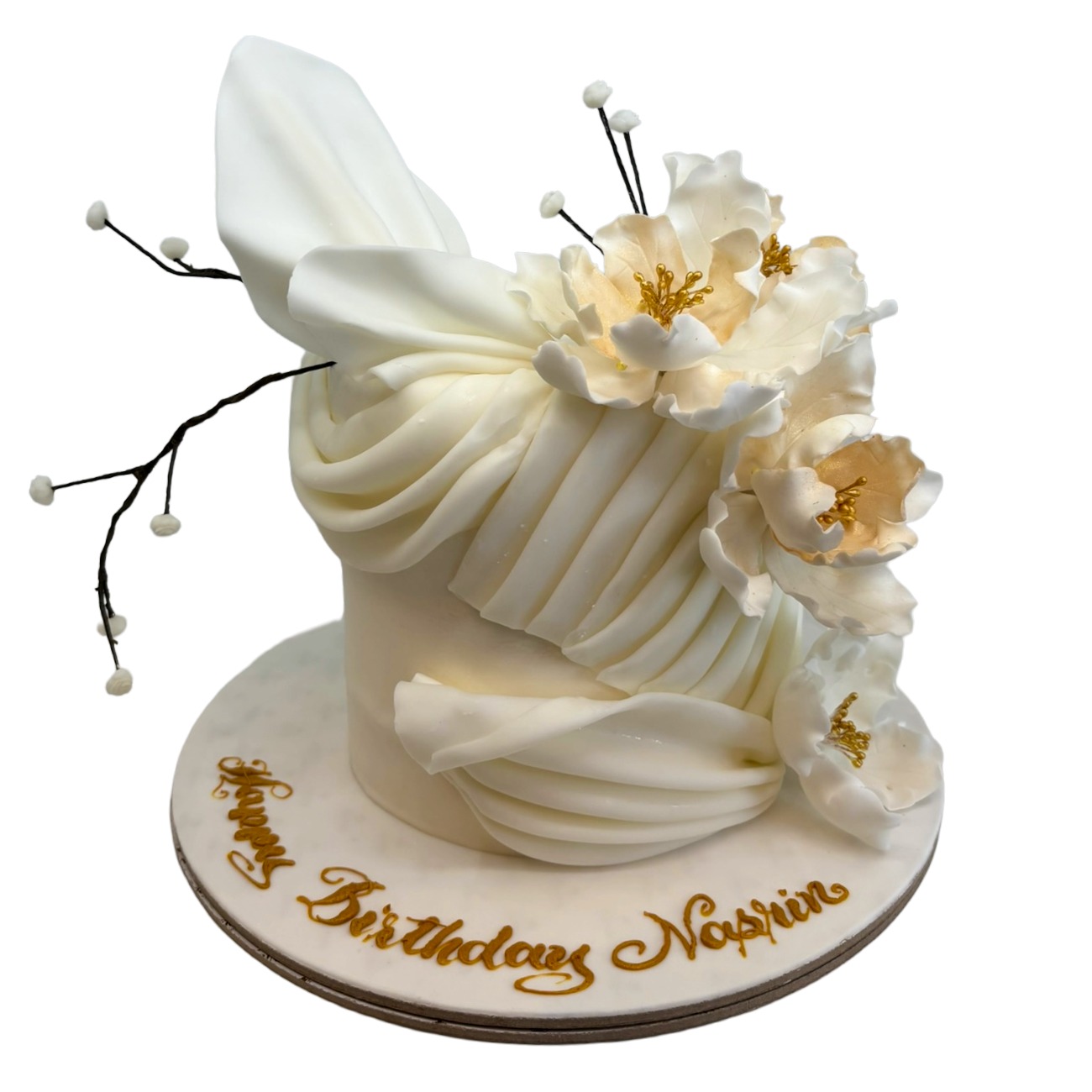 Sculpted Fondant & Blossom Cake
