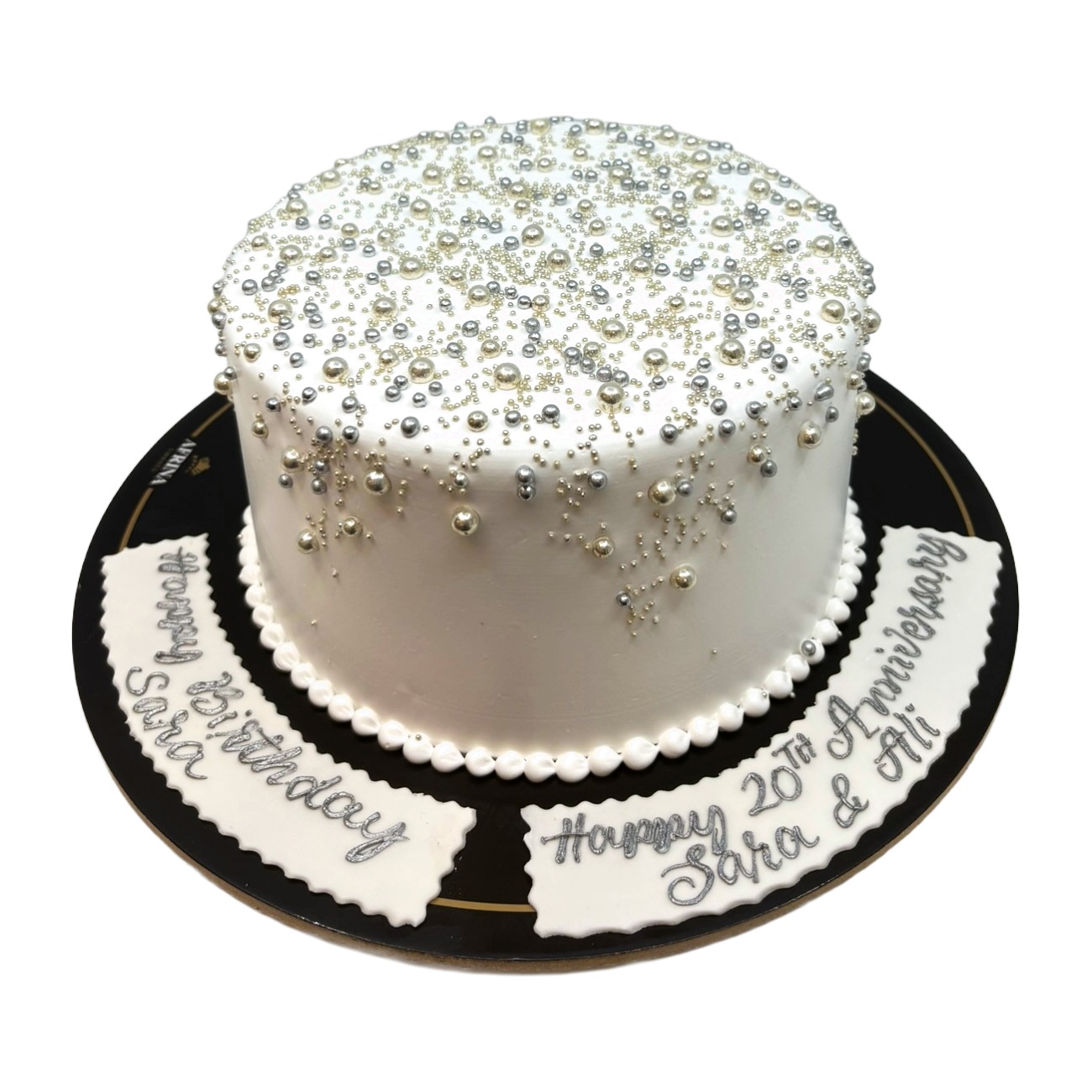 Silver White Anniversary Sprinkle Cake
