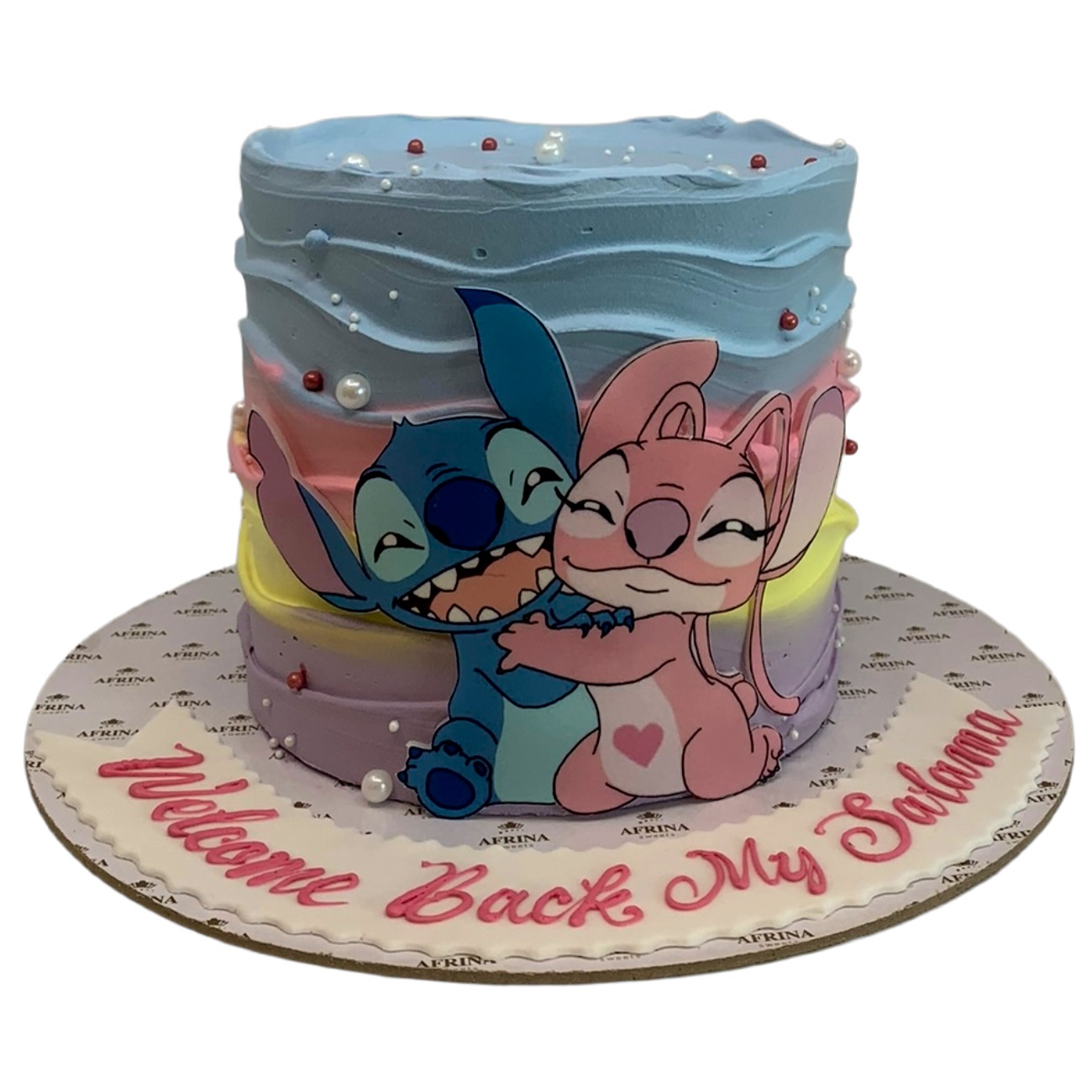 Stitch & Angel Pastel Ombré Cake