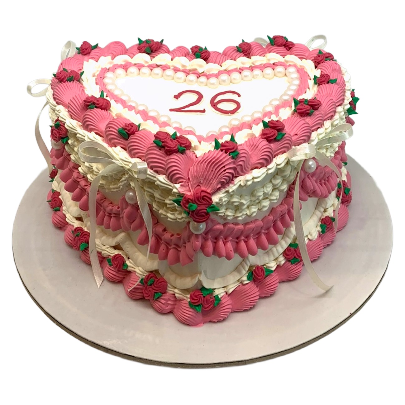 Victorian Pink Valentines Heart Cake