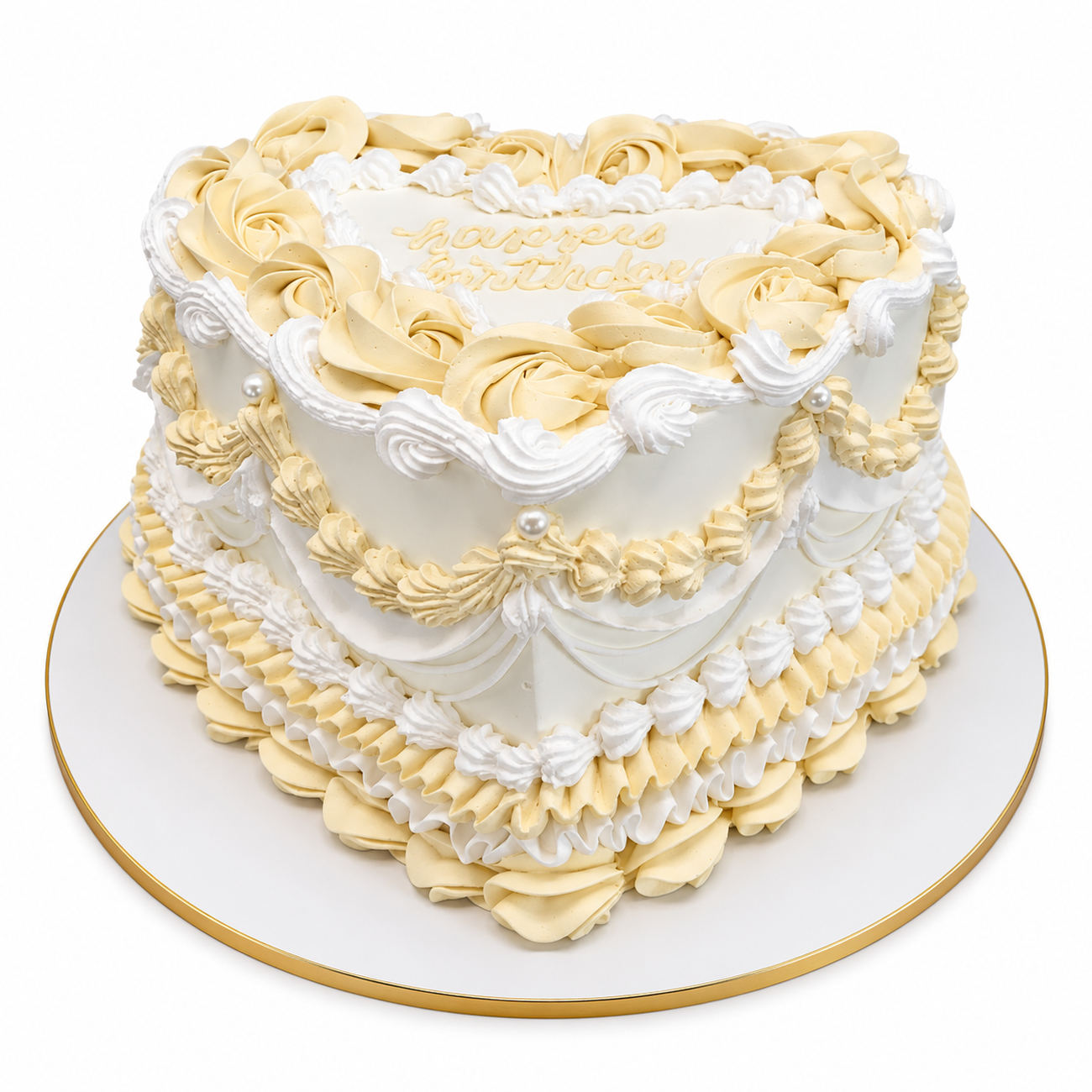 Creamy Victorian Rose Heart Cake