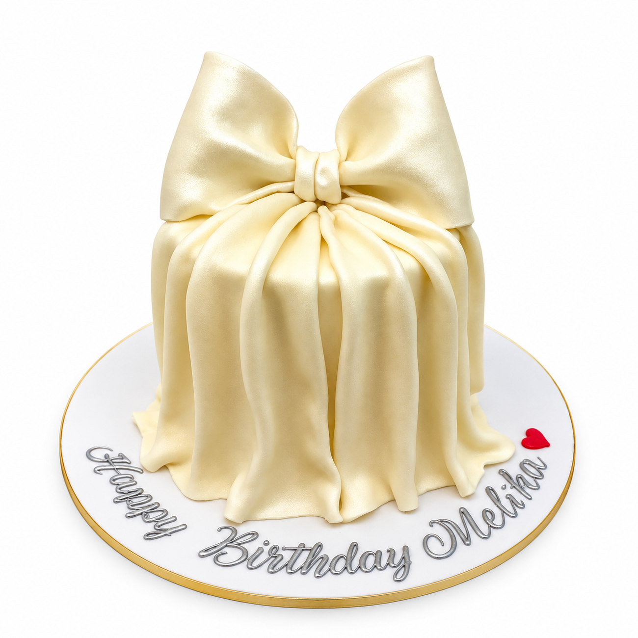Elegant White Satin Bow Cake 2.0