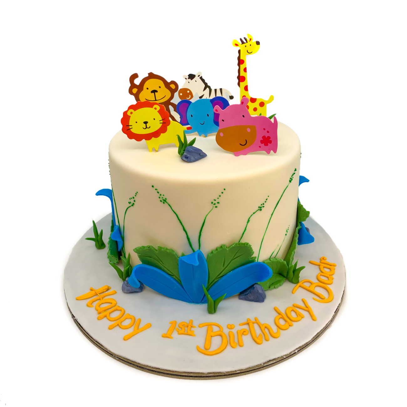 Adorable Jungle Safari Animal Birthday Cake