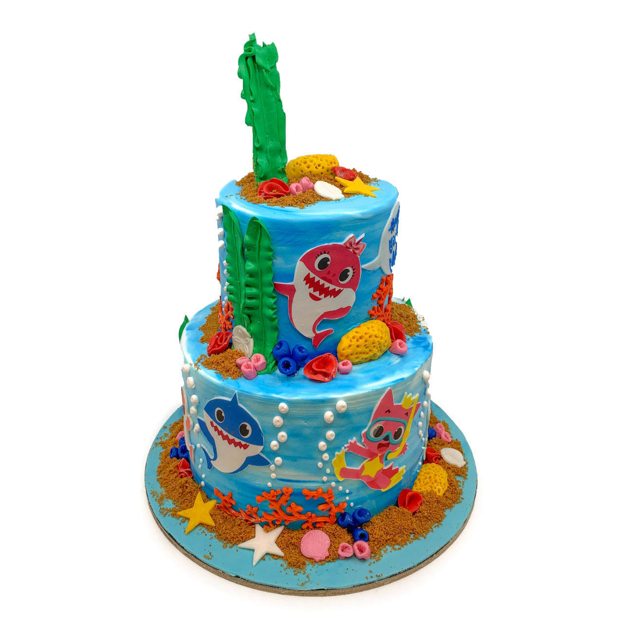 Baby Shark Fin-tastic Two-Tier Ocean Cake