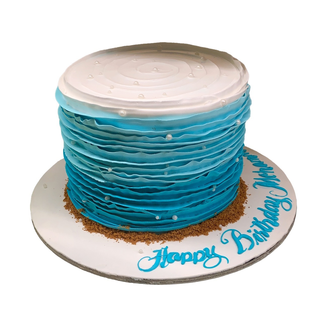 Blue Ombre Ruffle Ocean Cake