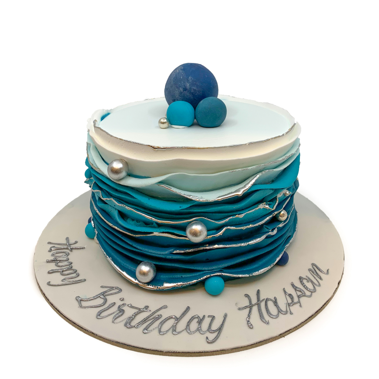 Blue Ruffle Ocean Wave Cake