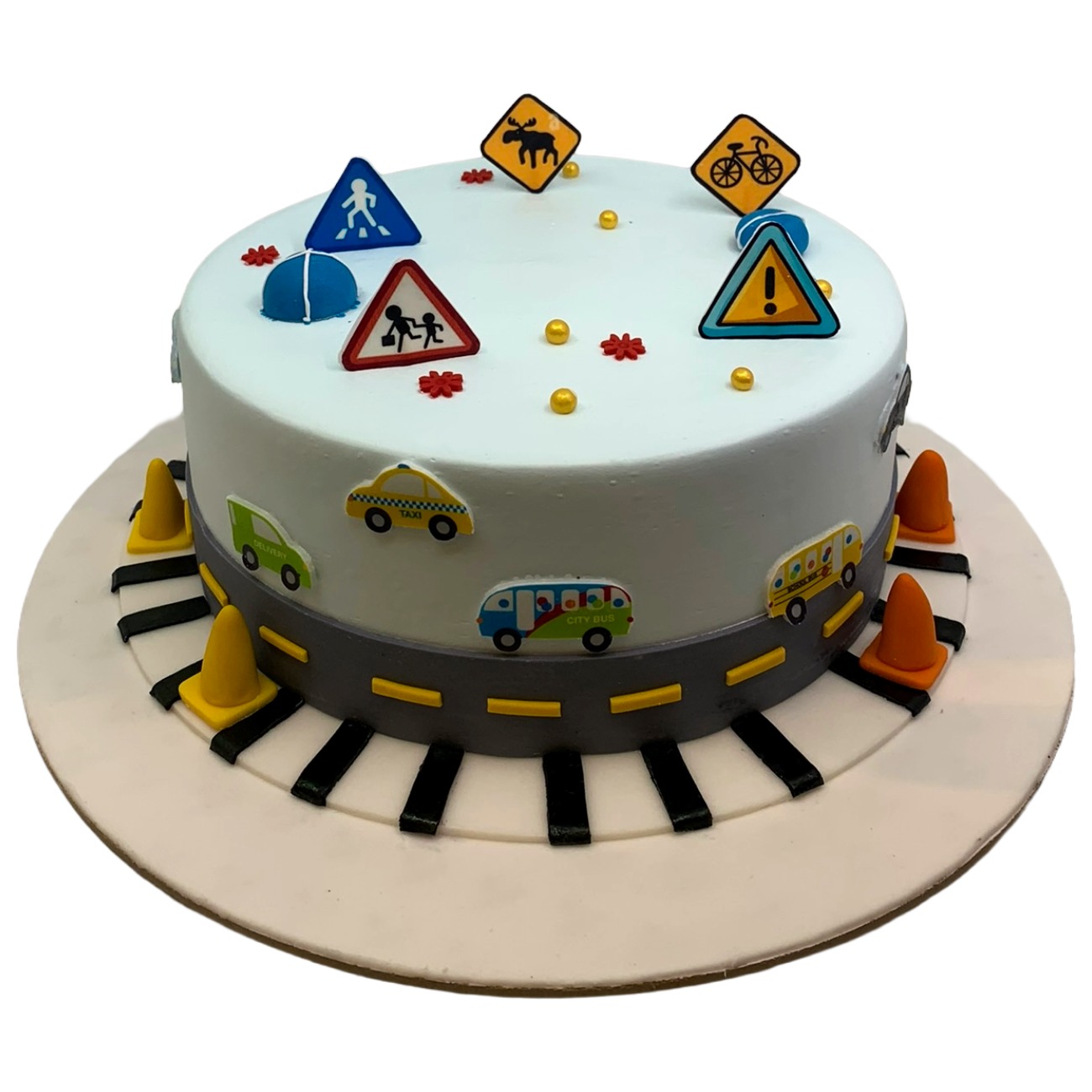 Busy City Road & Traffic Cake