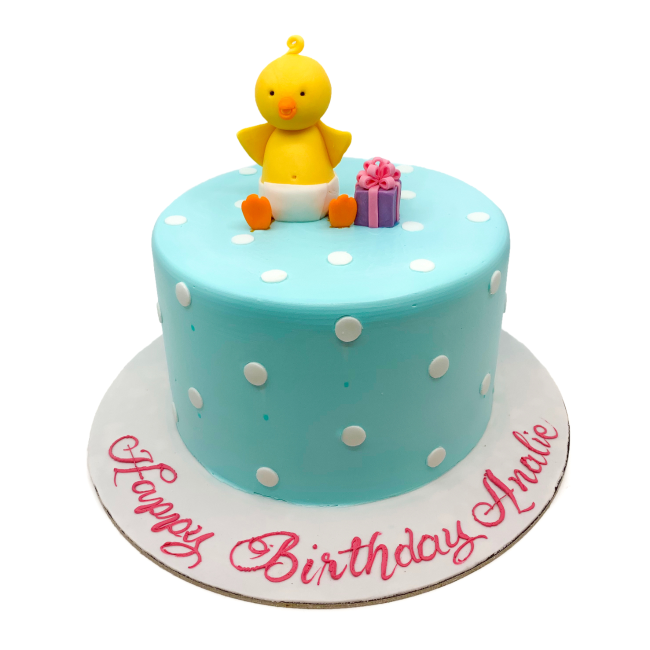 Charming Yellow Duckling & Polka Dot Baby Cake