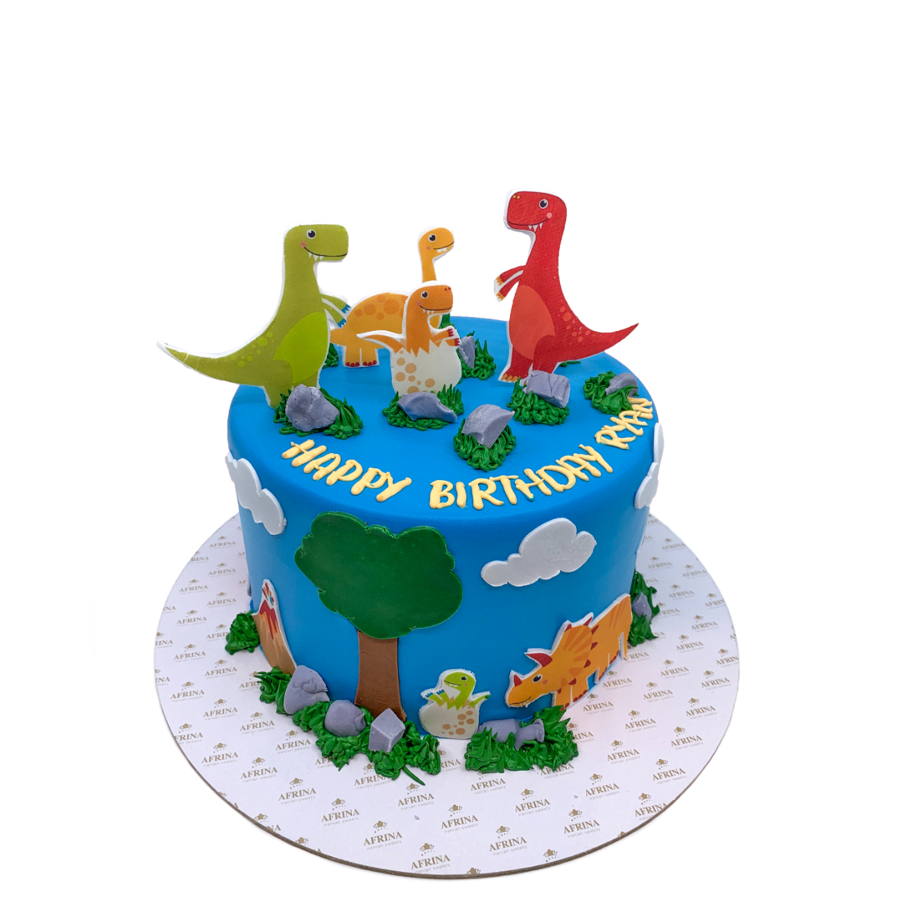 Colorful Dinosaur Prehistoric Birthday Cake