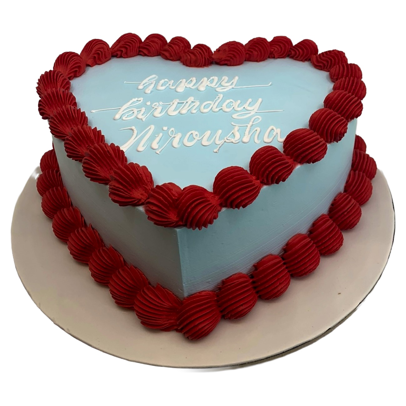 Elegant Blue Heart Birthday Cake
