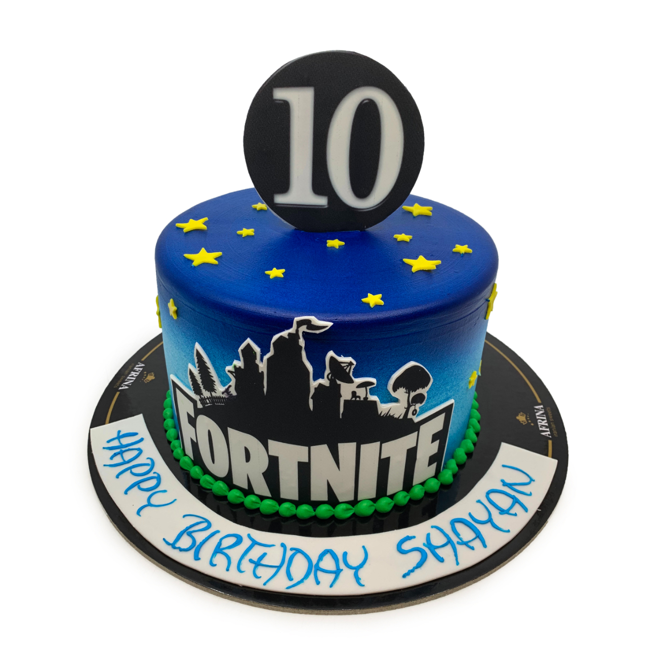 Fortnite Gaming Theme Blue Ombre Birthday Cake