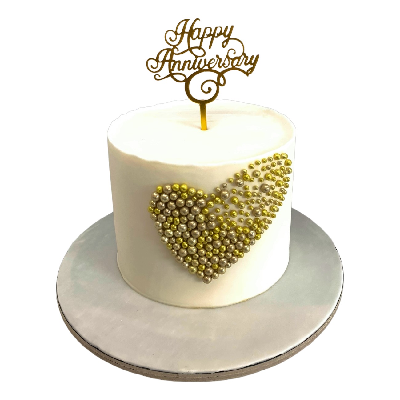Golden Heart Pearl Anniversary Cake