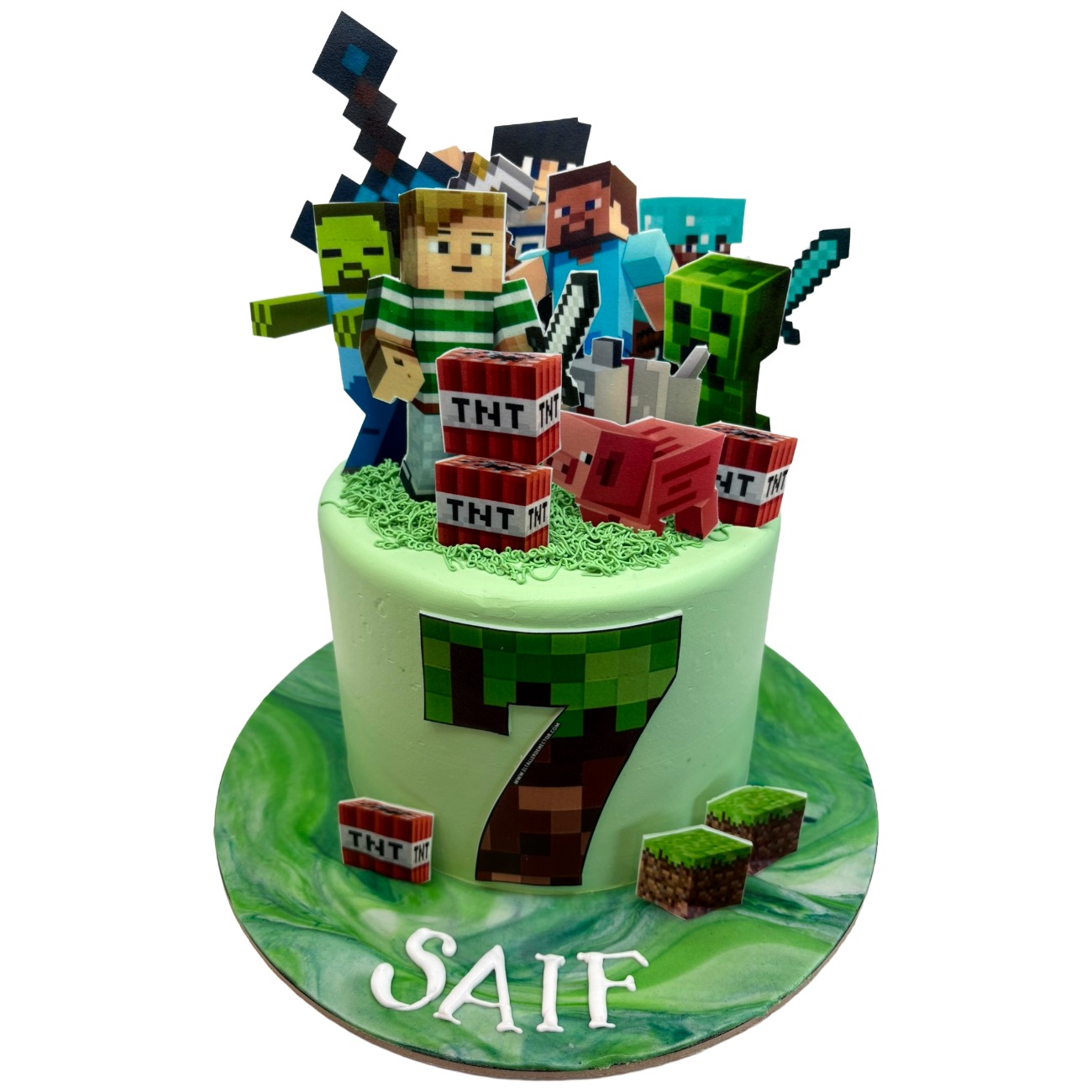 Green Epic Minecraft Adventure Birthday Cake