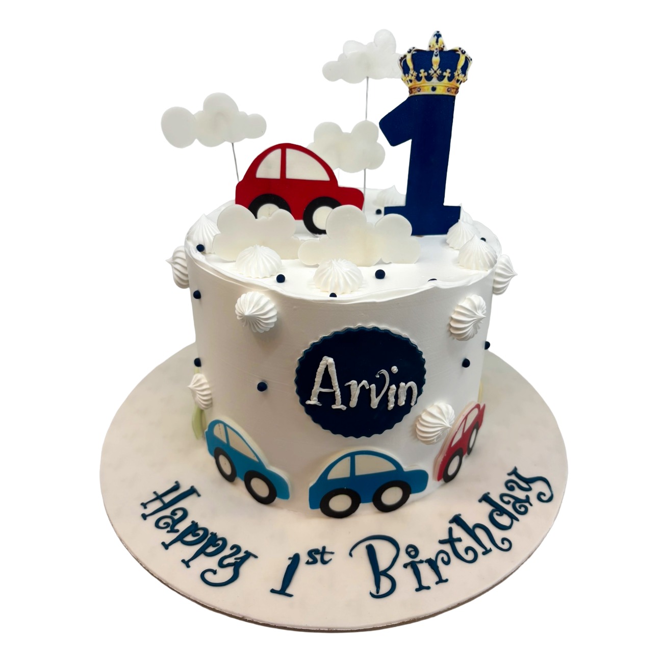 Little Driver First Birthday Crown Cake