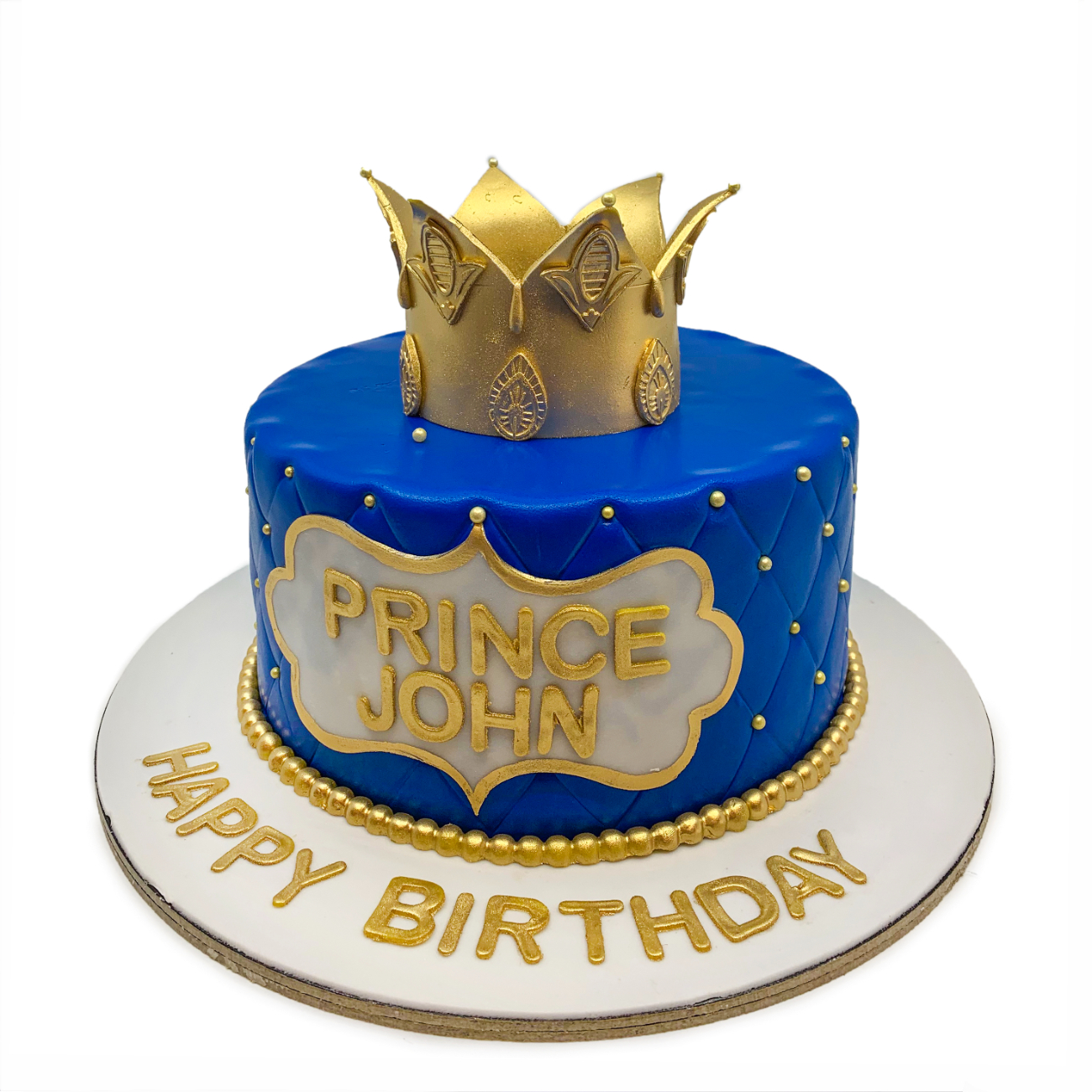 Majestic Royal Blue & Gold Prince Birthday Cake
